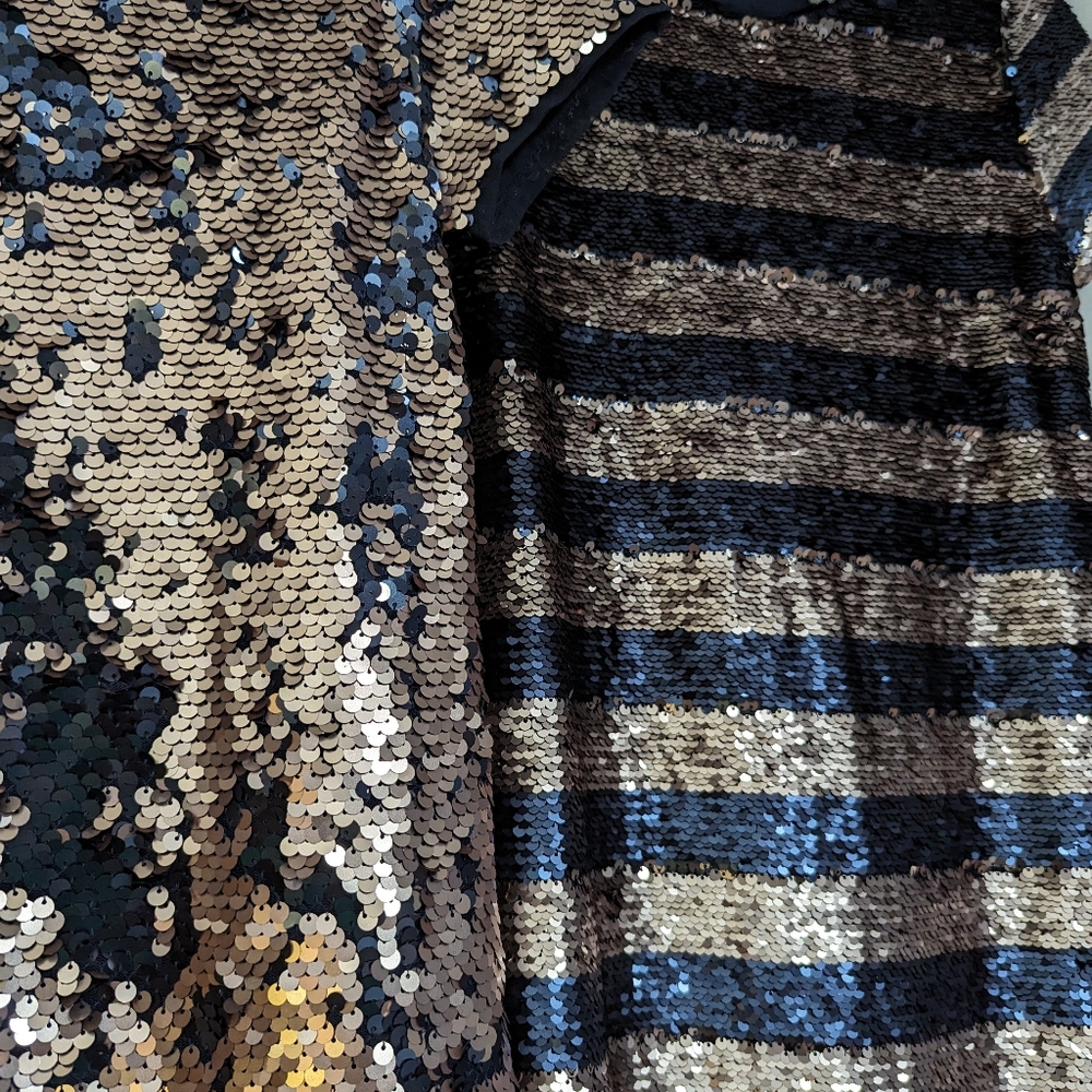Two GAP kids XXL glitter sparkle sequined rose gold and navy dresses - Picture 12 of 13